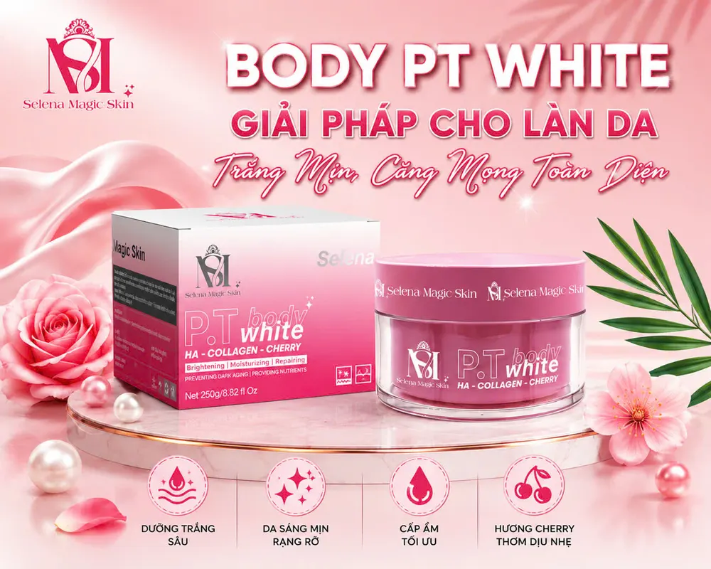 Kem Body PT White 250g – HA Collagen Cherry